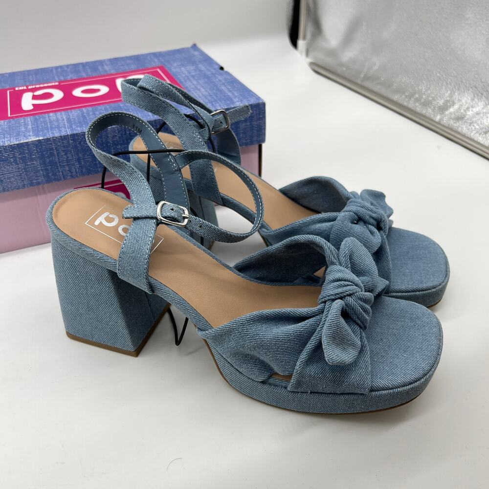 Pop Womens Giving Heeled Sandals Chambray Blue Size 11M